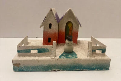 $19.99 • Buy Vintage Christmas Village Cardboard  Putz House Japan Church Stain Glass 1930s