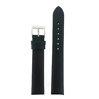 Watch Band Black Calf Leather Smooth Mens Ladies No Stitching Strap 8mm - 20mm • $19.95