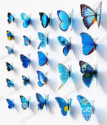 3D Butterfly Wall Art Decal Stickers Magnet Mural Home Decoration 12pcs 48pcs  • £2.99