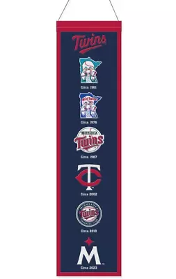 Minnesota Twins Evolutions Banner Embroidered Wool 8 X32  W/ Hanging Rope • $39.99