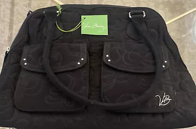 VERA BRADLEY Bowler Satchel Classic Black Microfiber VERA VERA Collection - NWT • $67.50