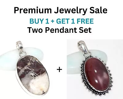 Set Of Two Coconut Jasper Mookaite Gemstone Pendant Combo 2|2  GW • $2.99