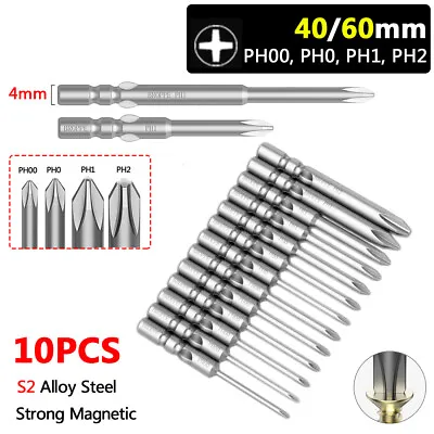 10X 4mm Round Shank Phillips Bit Set PH00/0/1/2 Fit For 800 Electric Screwdriver • $13.29