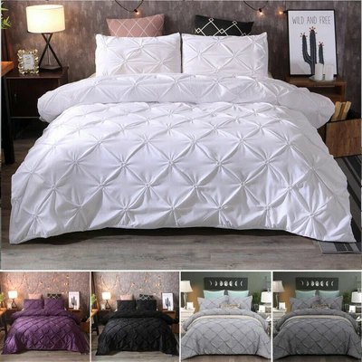 $35.90 • Buy Diamond Pintuck Duvet/Doona/Quilt Cover Set Queen King Size Bedding Supersoft AU