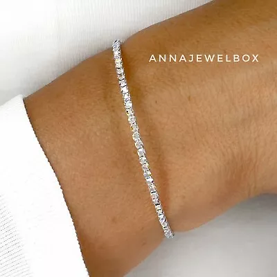 £5.97 • Buy Silver Iridescent CZ Cubic Zirconia Diamante Tennis Bracelet Christmas Gift UK
