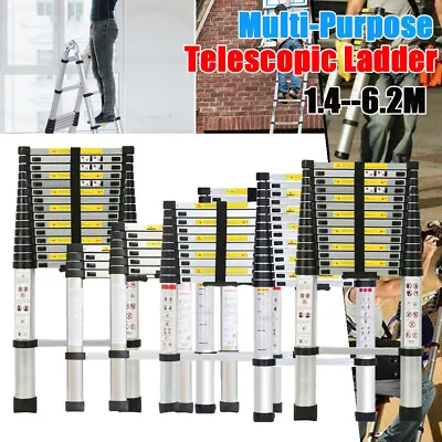 £64.99 • Buy 1.4M-6.2M Telescopic Loft Ladder Aluminium Extension Extendable Steps Adjustable