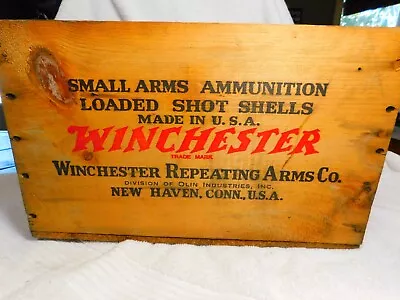 WINCHESTER  12 Gauge  Shotgun Shell Wooden Ammo Box Wood Crate • $69.99