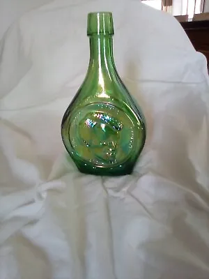 Robert Kennedy. Bottle Decanter Green Iridescent @ 8.25  Tall Wheaton Glass  • $12