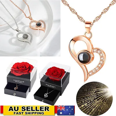 I Love You In 100 Languages Projection Heart Pendant Necklace Jewelry For Her He • $31.99