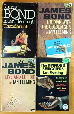 4x Ian Fleming Four Books 007 James Bond Thunderball Live And Let Die Paperback • $59