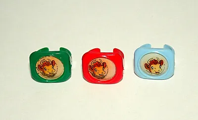 3 Borden Elsie The Cow Dairy Worlds Fair Ring Set 1960s NOS New Blue Green Red • $16.99