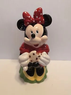 Disney Ceramic Cookie Jar Minnie Mouse Munching On A Chocolate Chip Cookie 13  • $20