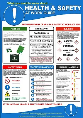£4.29 • Buy Health And Safety Basic Advice On First Aid HSE01 POSTER A3 A4 BUY 2 GET 1 FREE