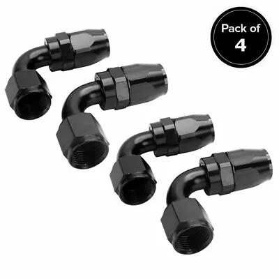 4Pcs Swivel Hose End Fitting Adaptor AN8 8AN 90° Degree For Oil Fuel Line Black • $19.94