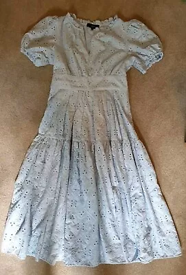 Basque Petite 'Broderie Anglaise' Dress Size 10. Light Blue. Never Worn  • $42