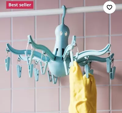 IKEA PRESSA Hanging Dryer 16 Clothes Pegs Plastic Octopus Arms Camping Holiday  • £8.19