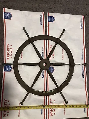 Antique BRONZE BOAT STEERING WHEEL Vintage Woody 24” Helm Brass • $219.99