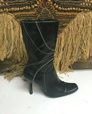 Amanda Smith Slider High Heel Black  Zippered Sexy Boot Sz 7 M • $39.99