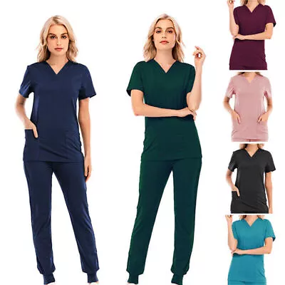 £13.88 • Buy Women Medical Scrubs Doctor Uniform Top Trouser Set Nurse Dentist Hospital Suits