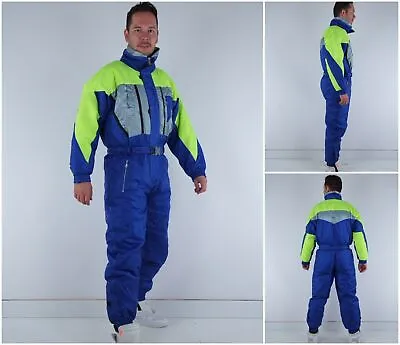 Mens Ski Suit Small Size Vintage Blue BIWANG One Piece Snowboarding Snowsuit • $169.99