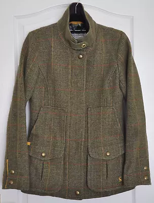 £64.99 • Buy Joules Tweed Fieldcoat Jacket Coat Womens Size 6 Mr Toad Green Check Wool Field