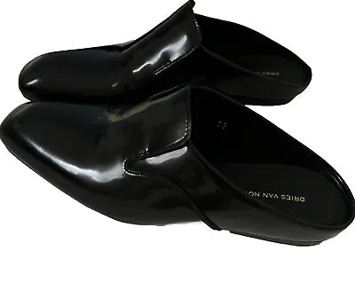 Dries Van Noten Black Shiny Slip On Slides 37.5 NEW WERE $1000 NOW $699 • $699