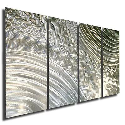 Silver Metal Wall Art - Wall Sculpture 4 Panels For Indoor/Outdoor Wall Decor • £229.22