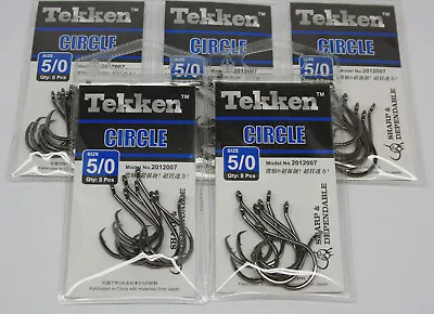 Tekken Circle Hooks X5 Packs Size #5/0 Chemically Sharpened Fishing Hooks • $24.95