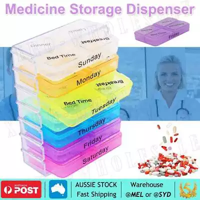 7-Day Pill Box Dispenser Medicine AM/PM Medication Organiser Weekly Case 28 Slot • $8.99