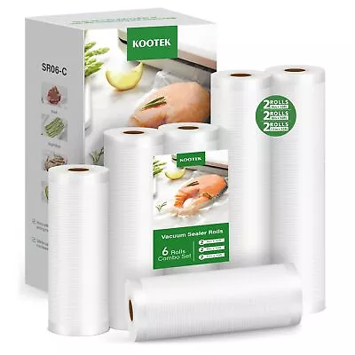 Vacuum Sealer Bags For Food 6 Rolls For Custom Fit Food Storage Meal Prep O... • $29.22