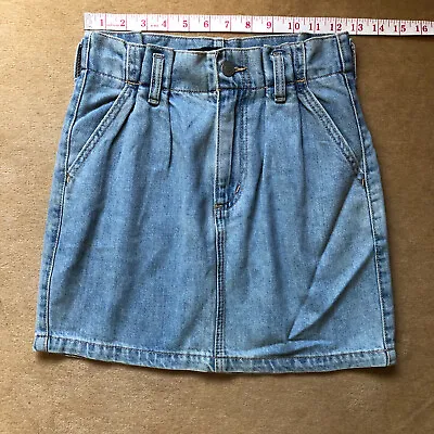 Hollister High Waist Denim Jean Skirt Paper Bag Waist  24” Size 0 Blue Lightwash • £13.50