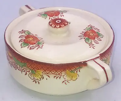 Vintage Mikori Ware Hand Painted Handled Covered Sugar Jar Dish Japan 3.75  Dia • $10.99