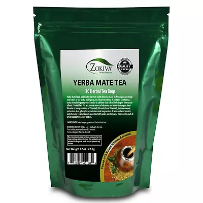 Yerba Mate Tea Bags (30 Premium Bags) 100% Pure - All-Natural Premium Herbal Tea • $13.45