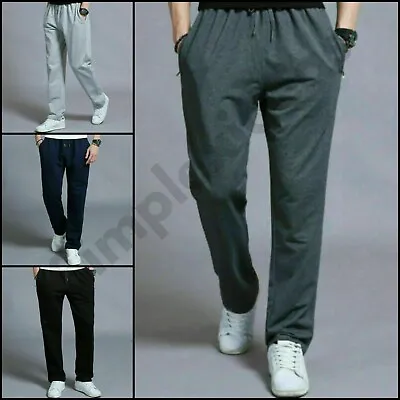 Mens Fleece Open Hem Trouser Jogging Joggers Bottoms Casual Gym Track Pants UK • £8.99