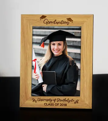 Personalised Wooden Engraved Graduation Photo Frame University Degree Gift • £12.99