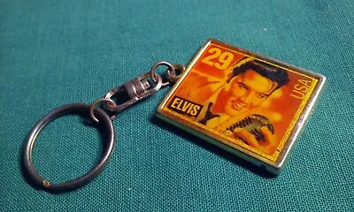 Elvis Presley Memorial Keychain USA 29 Cent Postage Stamp 1993 Postmark • $9.99