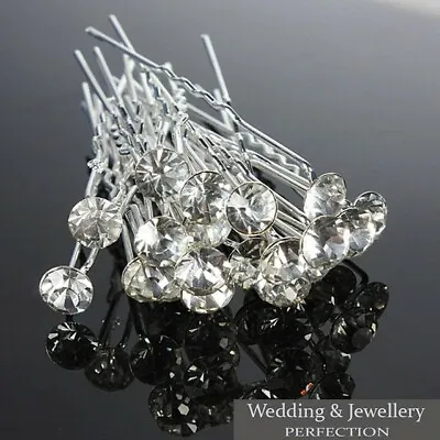 £3.99 • Buy Round Wedding Hair Pins Bridesmaid Crystal Diamante Bridal Hair Clips Grips New