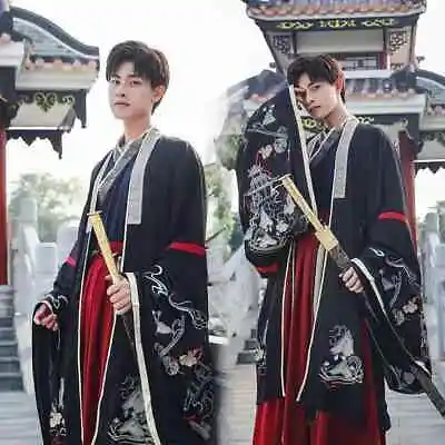 Chinese Silk Robe Ancient Men Kimono Hanfu Traditional Cosplay Dance Costume • £127.07