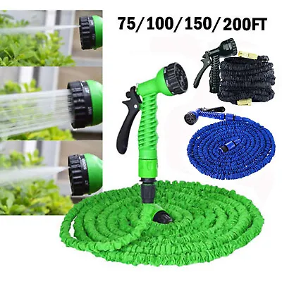 Stretch Hose Flexible Extendable Compact Garden Patio Water Hose Pipe 75FT-200FT • £10.30