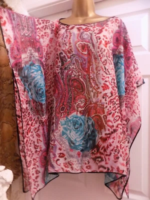 £8.99 • Buy Ladies Animal/paisley Print Kaftan Summer Poncho Beach Cover Up  Size 20/22/24