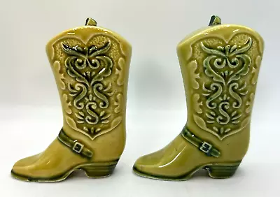 Vintage Ceramic Cowgirl Boots Salt & Pepper Shakers • $7.95