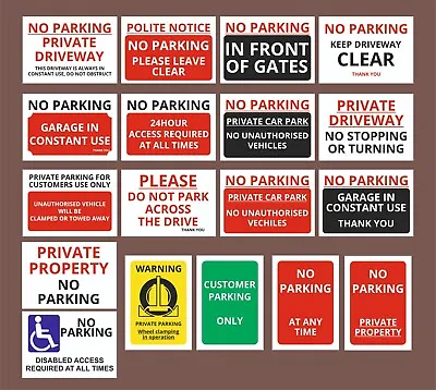 £2.25 • Buy No Parking Plastic Sign, Sticker, Metal - Clamping, Private, Driveway, Disabled