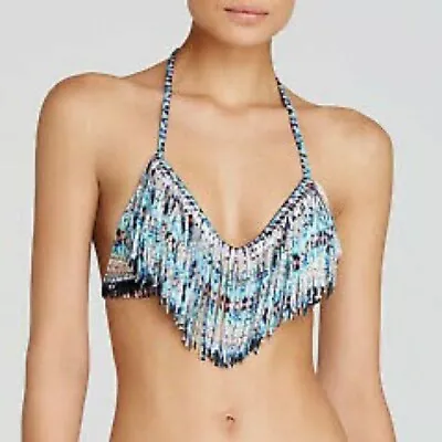 L Space Audrey African Odyssey Bikini Top Blue Size Small Retail $84 • $27.99