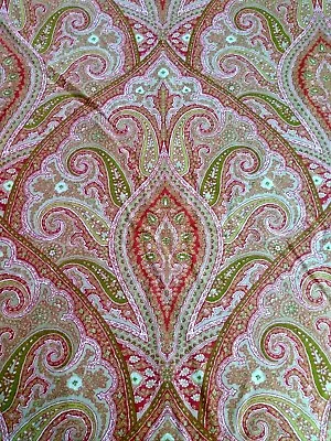 P. Kaufmann Scroll Paisley Drapery Decorator Cotton Fabric 9 Yards Red Green • $99.99