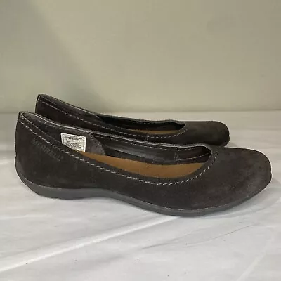 Merrell Womens Brown Avesso Suede Classic Round Toe Slip On Ballet Flat Size 7 • $40.04