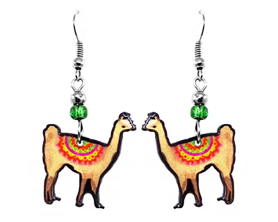 Alpaca Earrings Farm Animal Handmade Art Dangles Nature Cute Boho Jewelry Multi • $13.99