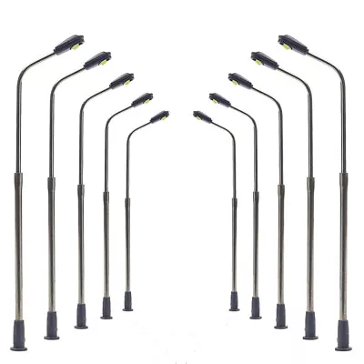 10pcs Model Trains N Gauge 1:150 Lamp Post Street Lights Cool White LEDs LQS06 • £7.19