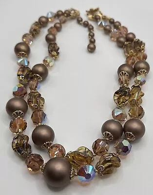 Early Vintage Vendome Art Glass Double Strand Necklace - Signed • $39.95