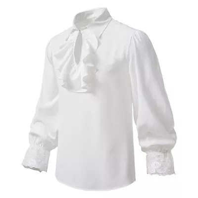 Men Victorian Medieval Ruffle Shirt Tops Gothic Pirate Vampire Cosplay Shirt • $24.99