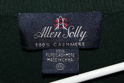 $19.99 • Buy Vtg ALLEN SOLLY V-Neck Sweater Men's XXL 100% Cashmere Dark Green